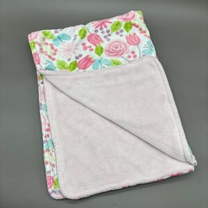 Parent’s Choice Pink Floral Butterfly Fleece Baby Blanket Reversible 30x40 Lovey